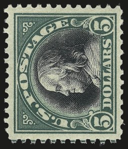 Sale 984, Lot 942, 1917-19 Issues (Scott 481-524), $5.00 Deep Green & Black (524) Sale 984, Lot 942, 1917-19 Issues (Scott 481-524)