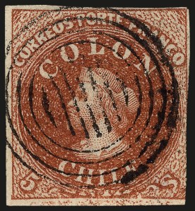Sale 989, Lot 278, South America, THE JOHN H. HALL JR. COLLECTION OF CHILE 1853-65 "COLON" ISSUES Sale 989, Lot 278, South America