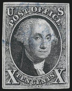 Sale 997, Lot 5095, 10c 1847 Issue (Scott 2), 10c Black (2) Sale 997, Lot 5095, 10c 1847 Issue (Scott 2)