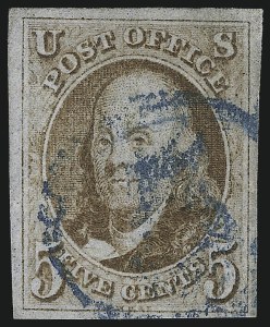 Sale Number 1007, Lot Number 2069, 5c 1847 Issue (Scott 1) Sale Number 1007, Lot Number 2069, 5c 1847 Issue (Scott 1)