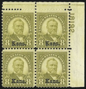 Sale 1011, Lot 1061, Group Lots by Issue, 4c-10c Kans. Ovpts. (662-668) Sale 1011, Lot 1061, Group Lots by Issue