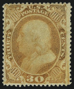 Sale 1011, Lot 436, 10c-90c 1857-60 Issue, 1c 1875 Reprint (Scott 31-40), 30c Orange (38) Sale 1011, Lot 436, 10c-90c 1857-60 Issue, 1c 1875 Reprint (Scott 31-40)
