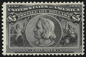 Sale 1011, Lot 605, 1893 Columbian Issue (Scott 230-245), $5.00 Columbian (245) Sale 1011, Lot 605, 1893 Columbian Issue (Scott 230-245)