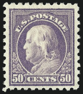 Sale 1011, Lot 756, 1916-17 Washington-Franklin Issues (Scott 467-487), 50c Light Violet (477) Sale 1011, Lot 756, 1916-17 Washington-Franklin Issues (Scott 467-487)