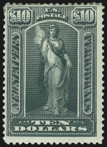 Sale 1011, Lot 899, Officials thru Newspapers (Scott O6-PR124), $10.00 Green, 1895 Issue (PR110) Sale 1011, Lot 899, Officials thru Newspapers (Scott O6-PR124)
