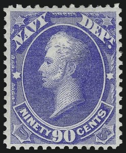 Sale 1014, Lot 2354, Officials, incl. full sheets (Scott O11-O116 var), 90c Navy (O45) Sale 1014, Lot 2354, Officials, incl. full sheets (Scott O11-O116 var)