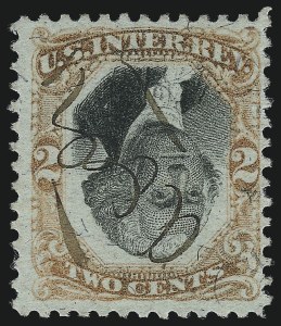 Sale 1014, Lot 2465, Revenues, 2c Orange & Black, Third Issue, Inverted Center (R135b) Sale 1014, Lot 2465, Revenues