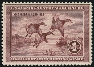 Sale 1014, Lot 2481, Hunting Permits, $1.00 1935 Hunting Permit (RW2) Sale 1014, Lot 2481, Hunting Permits