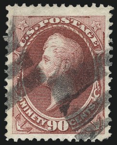 Sale 1019, Lot 513, 1870-88 Bank Note Issues (Scott 134-190), 90c Rose Carmine (166) Sale 1019, Lot 513, 1870-88 Bank Note Issues (Scott 134-190)