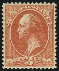 Sale 1019, Lot 525, 1870-88 Bank Note Issues (Scott 206-218), 3c Vermilion (214) Sale 1019, Lot 525, 1870-88 Bank Note Issues (Scott 206-218)