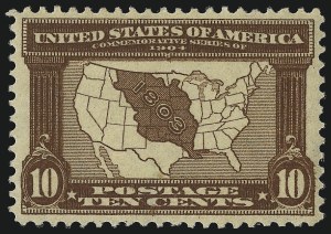 Sale 1019, Lot 711, 1904 Louisiana Purchase incl. Full Sheets, Jamestown Issues (Scott 323-330), 10c Louisiana Purchase (327) Sale 1019, Lot 711, 1904 Louisiana Purchase incl. Full Sheets, Jamestown Issues (Scott 323-330)