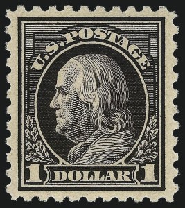 Sale 1019, Lot 831, 1912-15 Washington-Franklin Issues (Scott 406c-460), $1.00 Violet Black (460) Sale 1019, Lot 831, 1912-15 Washington-Franklin Issues (Scott 406c-460)