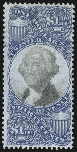 Sale 1031, Lot 1037, Second and Third Issues, $1.30 Blue & Black, Second Issue (R119) Sale 1031, Lot 1037, Second and Third Issues