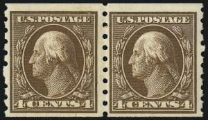 Sale 1033, Lot 4212, Louisiana Purchase and 1908-12 Issues (Scott 327-396), 4c Brown, Coil (395) Sale 1033, Lot 4212, Louisiana Purchase and 1908-12 Issues (Scott 327-396)