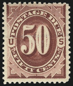 Sale 1037, Lot 2273, Postage Due Featuring Blocks and Plate Blocks (Scott J1-J28), 50c Bright Claret (J28) Sale 1037, Lot 2273, Postage Due Featuring Blocks and Plate Blocks (Scott J1-J28)