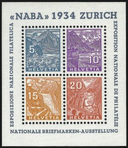 Sale 1037, Lot 3199, Switzerland, SWITZERLAND, 1934, NABA Souvenir Sheet (226) Sale 1037, Lot 3199, Switzerland