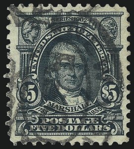 Sale 1040, Lot 1672, 1902-08 Issues (Scott 300-320), $5.00 Dark Green (313) Sale 1040, Lot 1672, 1902-08 Issues (Scott 300-320)