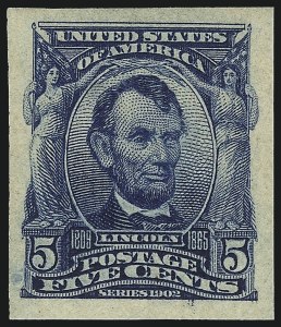 Sale 1040, Lot 1675, 1902-08 Issues (Scott 300-320), 5c Blue, Imperforate (315) Sale 1040, Lot 1675, 1902-08 Issues (Scott 300-320)
