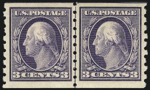 Sale 1050, Lot 520, 1908-12 Issues (Scott 331-395), 3c Deep Violet, Coil (394) Sale 1050, Lot 520, 1908-12 Issues (Scott 331-395)