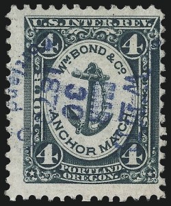 Sale 1061, Lot 4335, Private Die Match Stamps, Akron thru Wm. Gates, Wm. Bond & Co., 4c Green, Pink Paper (RO33c) Sale 1061, Lot 4335, Private Die Match Stamps, Akron thru Wm. Gates