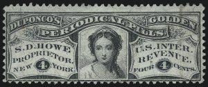Sale 1061, Lot 4429, Private Die Medicine Stamps, Davis thru Dr. Jayne, S. D. Howe, 4c Blue, Silk Paper (RS134b) Sale 1061, Lot 4429, Private Die Medicine Stamps, Davis thru Dr. Jayne