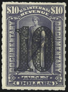 Sale 1066, Lot 111, Documentary, $10.00 Green, Ornamental Numeral Surcharge (R193) Sale 1066, Lot 111, Documentary