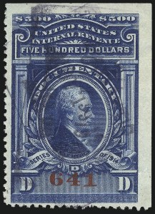 Sale 1067, Lot 578, Revenues: Documentary Issues, $500.00 Blue, Series of 1914 (R226) Sale 1067, Lot 578, Revenues: Documentary Issues