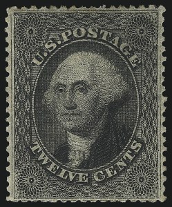 Sale 1067, Lot 980, 10c-90c 1857-60 Issue (Scott 31-39), 12c Black, Plate 3 (36B) Sale 1067, Lot 980, 10c-90c 1857-60 Issue (Scott 31-39)