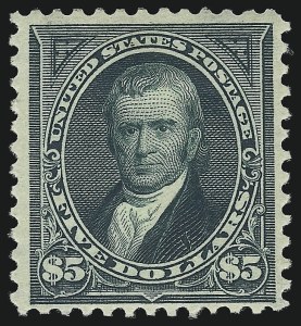 Sale 1092, Lot 1218, 1894-1903 Bureau Issues (Scott 246-284), $5.00 Dark Green (278) Sale 1092, Lot 1218, 1894-1903 Bureau Issues (Scott 246-284)
