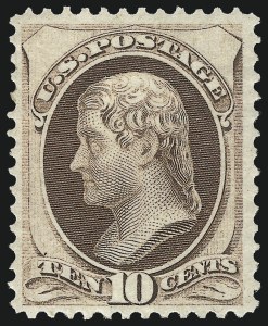 Sale 1096, Lot 284, 1870-71 National Bank Note Co. Ungrilled Issue (Scott 145-155), 10c Brown (150) Sale 1096, Lot 284, 1870-71 National Bank Note Co. Ungrilled Issue (Scott 145-155)