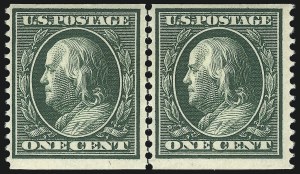 Sale 1096, Lot 585, 1908-10 Washington-Franklin Issues (Scott 331-356), 1c Green, Coil (352) Sale 1096, Lot 585, 1908-10 Washington-Franklin Issues (Scott 331-356)