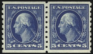 Sale 1096, Lot 641, 1910-11 Washington-Franklin Issue (Scott 374-396), 5c Blue, Coil (396) Sale 1096, Lot 641, 1910-11 Washington-Franklin Issue (Scott 374-396)