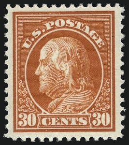 Sale 1096, Lot 666, 1912-14 Washington-Franklin Issue (Scott 405-423D), 30c Orange Red (420) Sale 1096, Lot 666, 1912-14 Washington-Franklin Issue (Scott 405-423D)