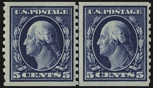 Sale 1107, Lot 475, 1912-15 Washington-Franklin Issue (Scott 405-491), 5c Blue, Coil (447) Sale 1107, Lot 475, 1912-15 Washington-Franklin Issue (Scott 405-491)