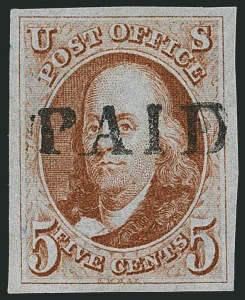 Sale Number 1115, Lot Number 2017, 5c 1847 Issue, Off-Cover (Scott 1) Sale Number 1115, Lot Number 2017, 5c 1847 Issue, Off-Cover (Scott 1)