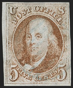 Sale 1133, Lot 20, 1847 Issue (Scott 1-1d), 5c Red Brown (1) Sale 1133, Lot 20, 1847 Issue (Scott 1-1d)