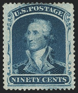 Sale 1133, Lot 87, 1857-60 Issue (Scott 18-39), 90c Blue (39) Sale 1133, Lot 87, 1857-60 Issue (Scott 18-39)