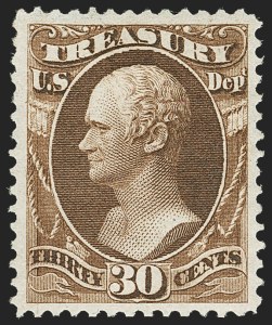Sale 1135, Lot 561, Treasury Department (Scott O72-O82), 30c Treasury (O81) Sale 1135, Lot 561, Treasury Department (Scott O72-O82)