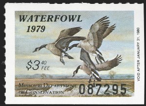 Sale 1150, Lot 1373, Hunting Permits, Missouri, 1979, $3.40 Canada Geese (MO1) Sale 1150, Lot 1373, Hunting Permits