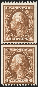 Sale 1156, Lot 3517, 1908-10 Washington-Franklin Issues (Scott 331-356), 4c Orange Brown, Coil (350) Sale 1156, Lot 3517, 1908-10 Washington-Franklin Issues (Scott 331-356)