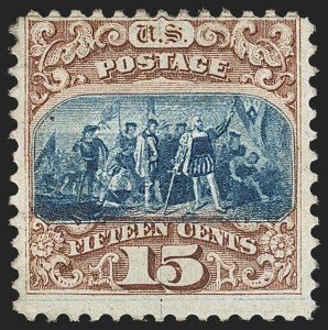 Sale 1162, Lot 212, 1869 Pictorial Issue (Scott 112-122), 15c Brown & Blue, Ty. I (118) Sale 1162, Lot 212, 1869 Pictorial Issue (Scott 112-122)