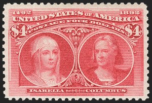 Sale 1162, Lot 342, 1893 Columbian Issue (Scott 230-245), $4.00 Columbian (244) Sale 1162, Lot 342, 1893 Columbian Issue (Scott 230-245)