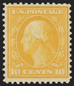 Sale 1162, Lot 469, 1909 Bluish Paper Issue (Scott 357-369), 10c Yellow, Bluish (364) Sale 1162, Lot 469, 1909 Bluish Paper Issue (Scott 357-369)