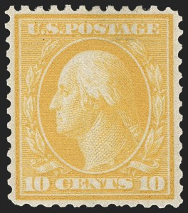 Sale 1187, Lot 533, 1909 Bluish Paper Issue (Scott 357-366), 10c Yellow, Bluish (364) Sale 1187, Lot 533, 1909 Bluish Paper Issue (Scott 357-366)