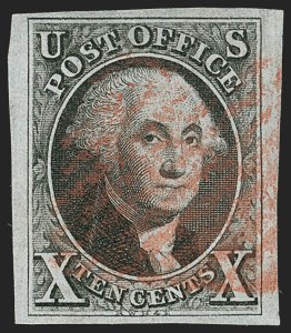 Sale 1197, Lot 1546, 10c 1847 Issue (Scott 2), 10c Black (2) Sale 1197, Lot 1546, 10c 1847 Issue (Scott 2)