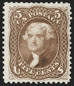 Sale 1206, Lot 132, 1875 Re-Issue of 1861-66 Issue (Scott 102-111), 5c Brown, Re-Issue (105) Sale 1206, Lot 132, 1875 Re-Issue of 1861-66 Issue (Scott 102-111)