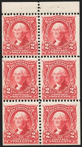 Sale 1217, Lot 1056, 1902-08 Issues (Scott 300-320), 2c Carmine, Booklet Pane of Six (301c) Sale 1217, Lot 1056, 1902-08 Issues (Scott 300-320)