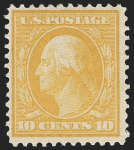 Sale 1217, Lot 1095, 1908-12 Issues (Scott 339-372), 10c Yellow, Bluish (364) Sale 1217, Lot 1095, 1908-12 Issues (Scott 339-372)