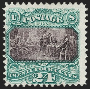 Sale 1217, Lot 907, 1869 Pictorial Issue (Scott 112-122), 24c Green & Violet (120) Sale 1217, Lot 907, 1869 Pictorial Issue (Scott 112-122)