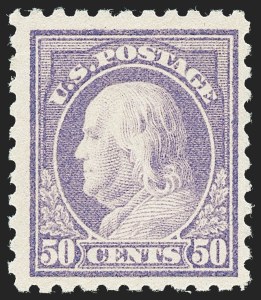Sale 1221, Lot 1505, 1912-20 Washington-Franklin Issues (Scott 405-544), 50c Light Violet (477) Sale 1221, Lot 1505, 1912-20 Washington-Franklin Issues (Scott 405-544)